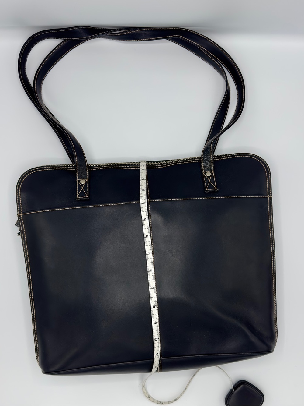Wilsons Leather Pelle Studio Black Leather Laptop Tote Bag - Picture 3 of 16